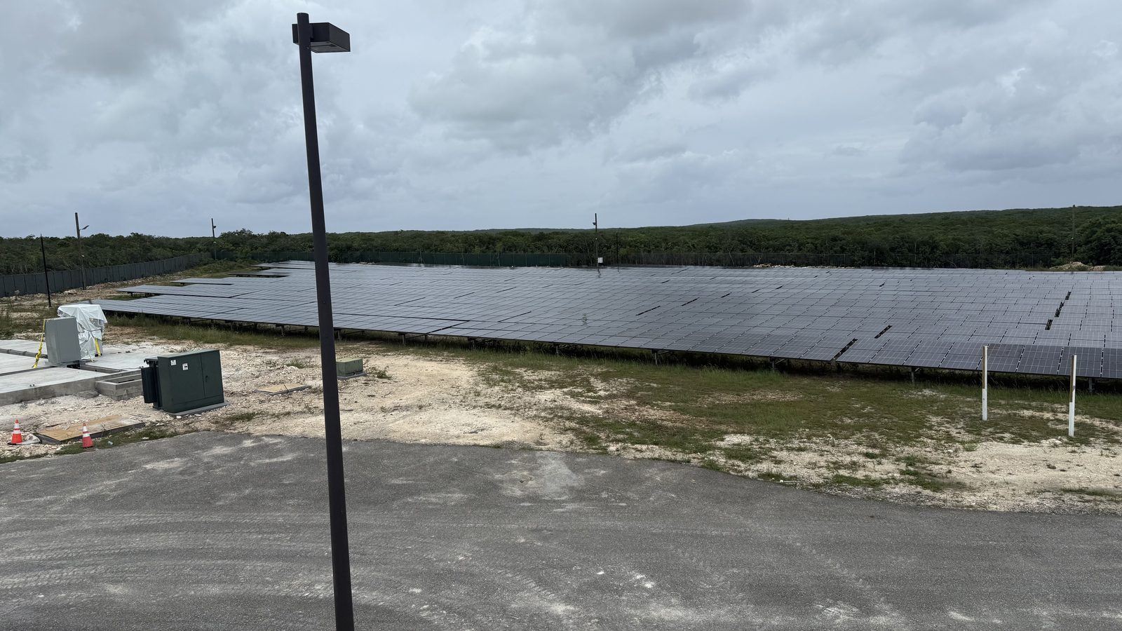 Finished solar and battery microgrid site in North Caicos