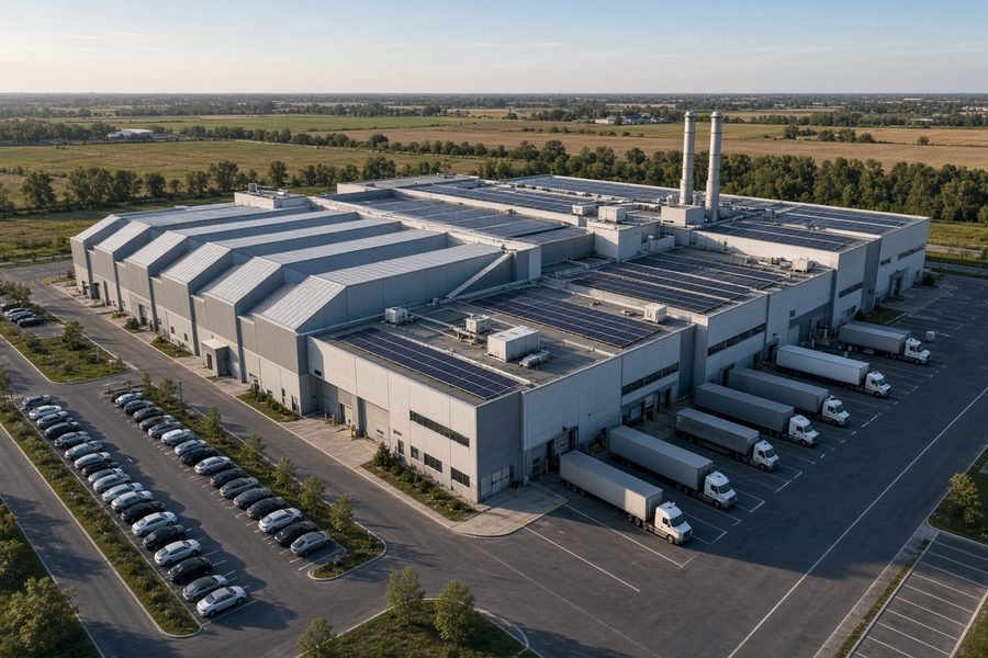 Manufacturing plant with rooftop solar